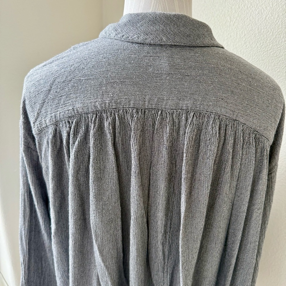 Free People Grey Blue Magic Breeze Button down Blouse Longsleeve Oversized Gauze - Picture 8 of 16